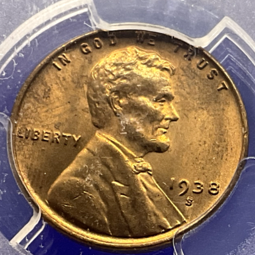 ✅ 1938-S PCGS MS64RD 1c Lincoln Wheat Cent 😎Sharp Strike Awesome Detail😎