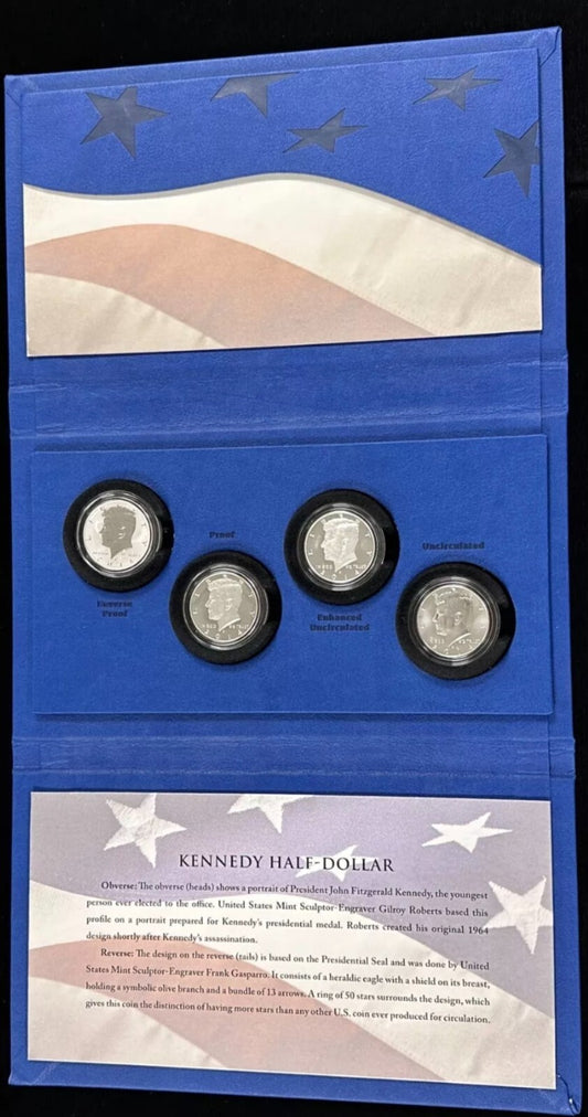 2014 50th Anniversary Kennedy Half Dollar Silver Coin Collection 4 Piece Set OGP