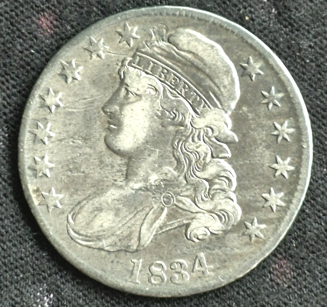 1834 Cap Bust Half Dollar Full Letter Edge Large Letter Large Date XF Features