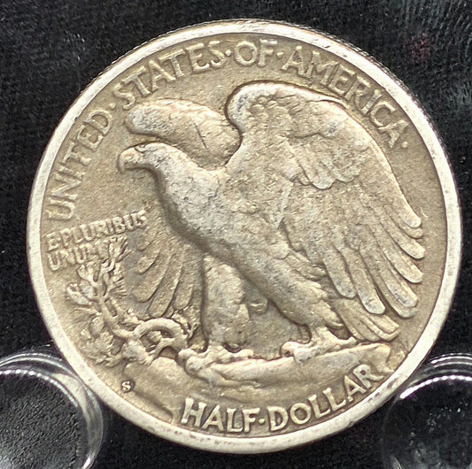 1943 S Walking Liberty Half Dollar 90% Silver VF Circulated Features 50C