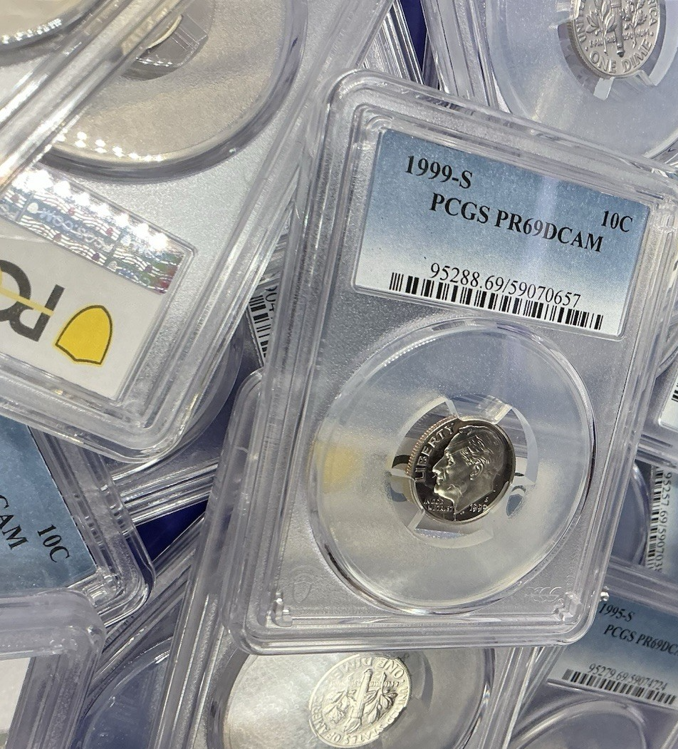 {20} Roosevelt Dime Proof Coins PCGS PR69DCAM + PCGS Hard Case & 100 Coin Bags