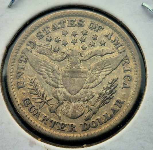 1898 Barber Silver Quarter 90% SILVER Vintage Coin Nicer Circulated Condition