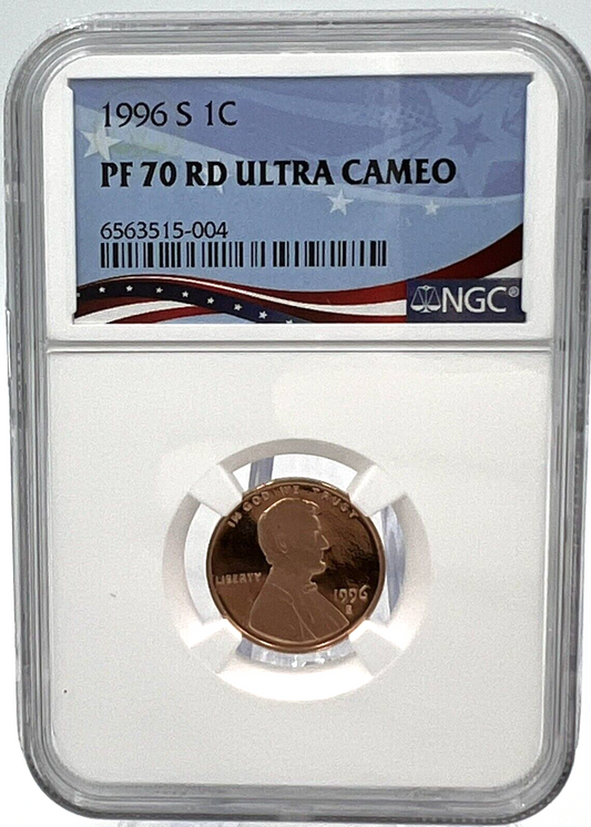 1996 S Lincoln Memorial Cent NGC PF 70 RD ULTRA CAMEO BLUE FLAG Label ā
š„
