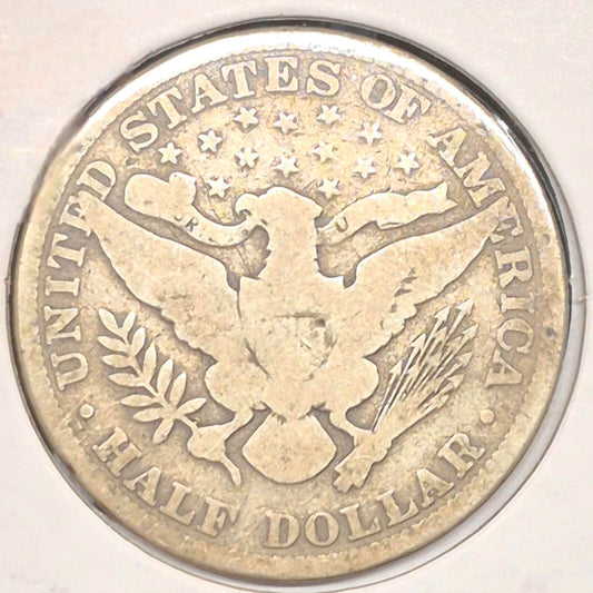 1900 Barber Half Dollar 90% Silver 50C Circulated Condition Full Rims