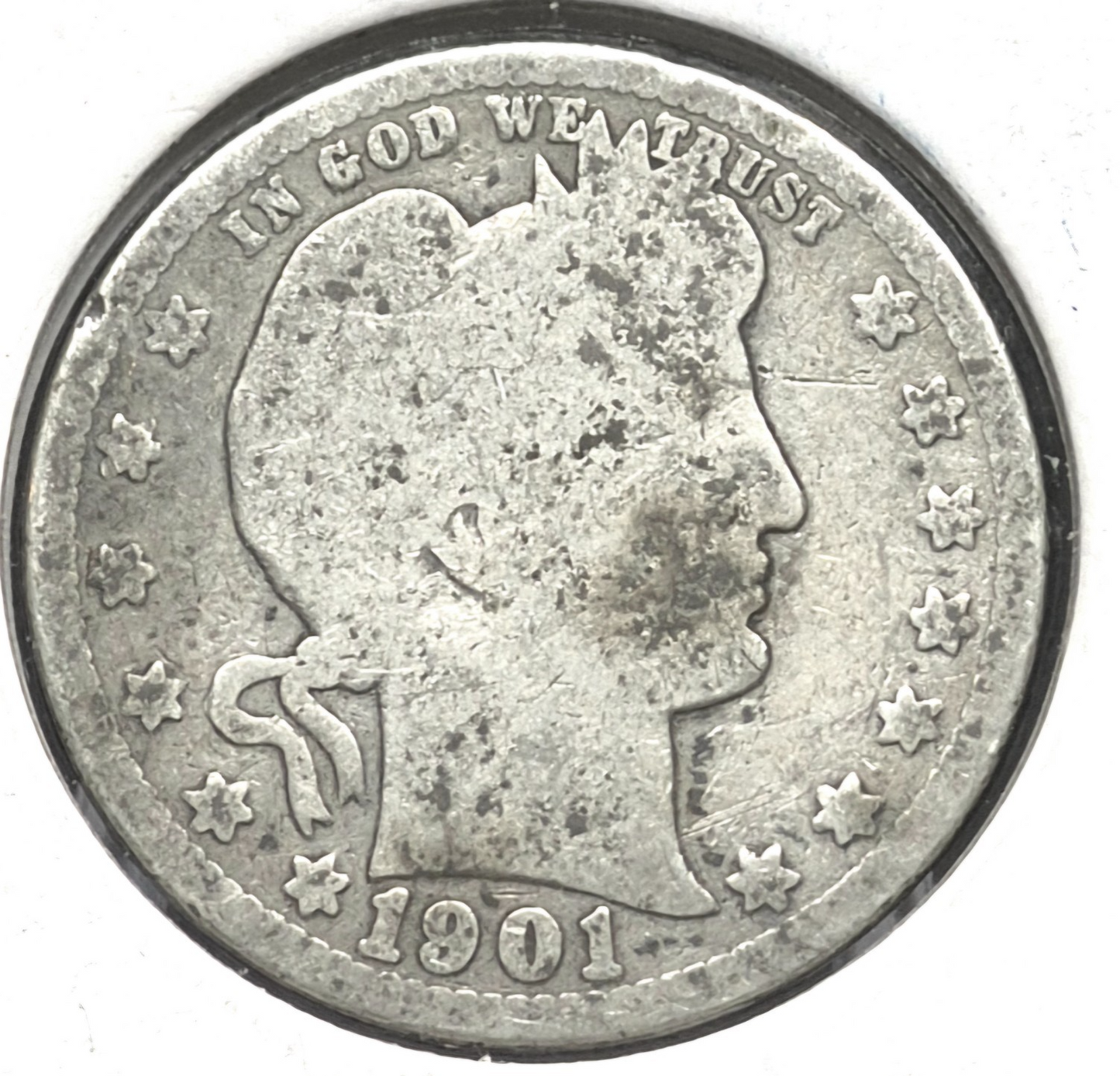1901 Barber Silver Quarter 🥈90% SILVER 🥈 About Good or Less Condition