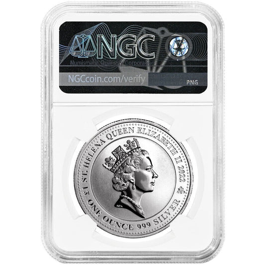 💥 2022 £1 St.Helena "Jennie Norris" Silver Pegasus NGC MS70 FDOI Pop = 307