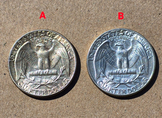(2)1950P GEM BU Washington End Coins OBW US Treas 90% Silver Quarter TONER ALERT