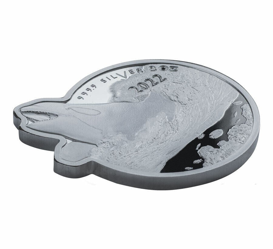 2 oz. 2022 Ocean Predators Killer Whale Orca 999.9 Fine Silver P.A.M.P. QEII $5