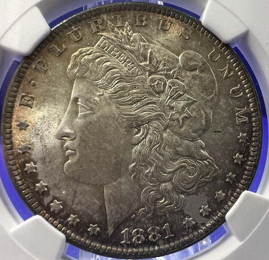 1881 MORGAN Silver Dollar NGC MS-63 VAM 9 Golden Tone Amazing Strike
