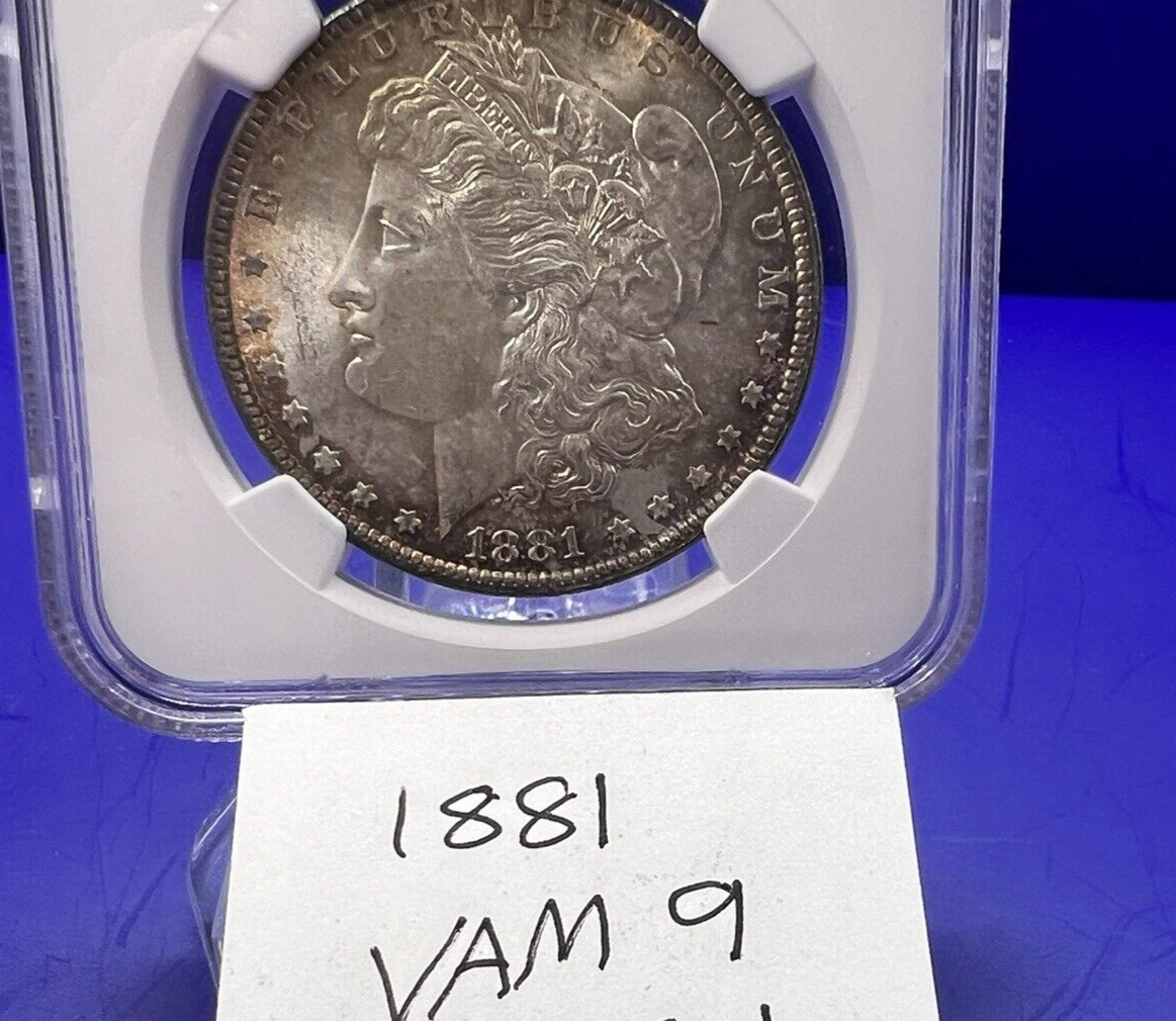 1881 MORGAN Silver Dollar NGC MS-63 VAM 9 Golden Tone Amazing Strike