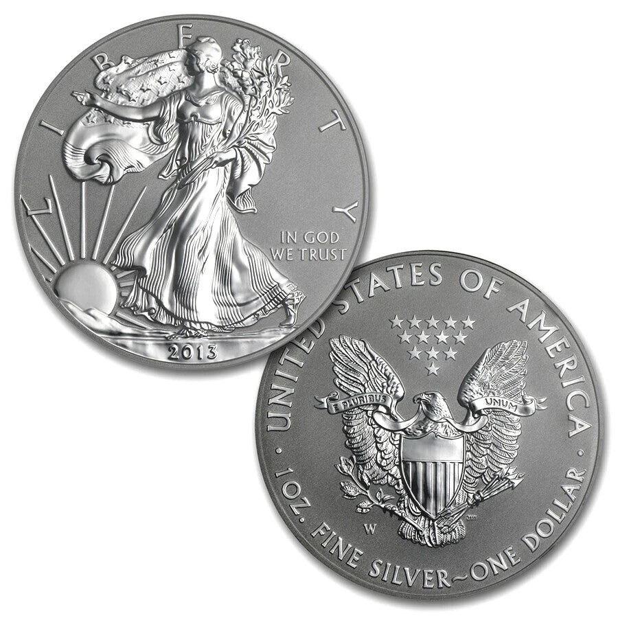🔥 2013-W 2-Coin American Silver Eagle West Point Set (w/Wood Box & COA)
