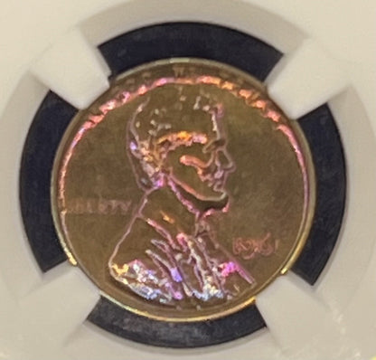 1961 1C NGC PF65 BN LINCOLN CENT PINK NEON COLOR!