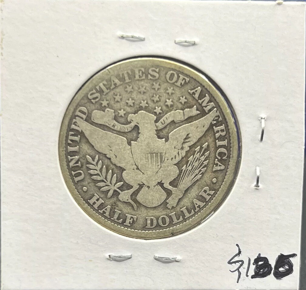 1906 P Barber Half Dollar 90% Silver 50c Coin Great Details