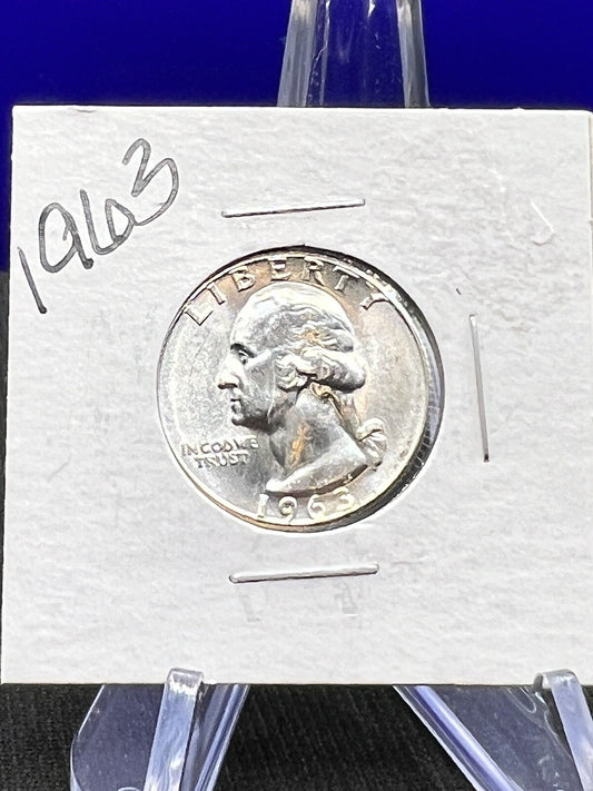 1963-P Washington Quarter 90% Silver 25c Super Shiny Coin