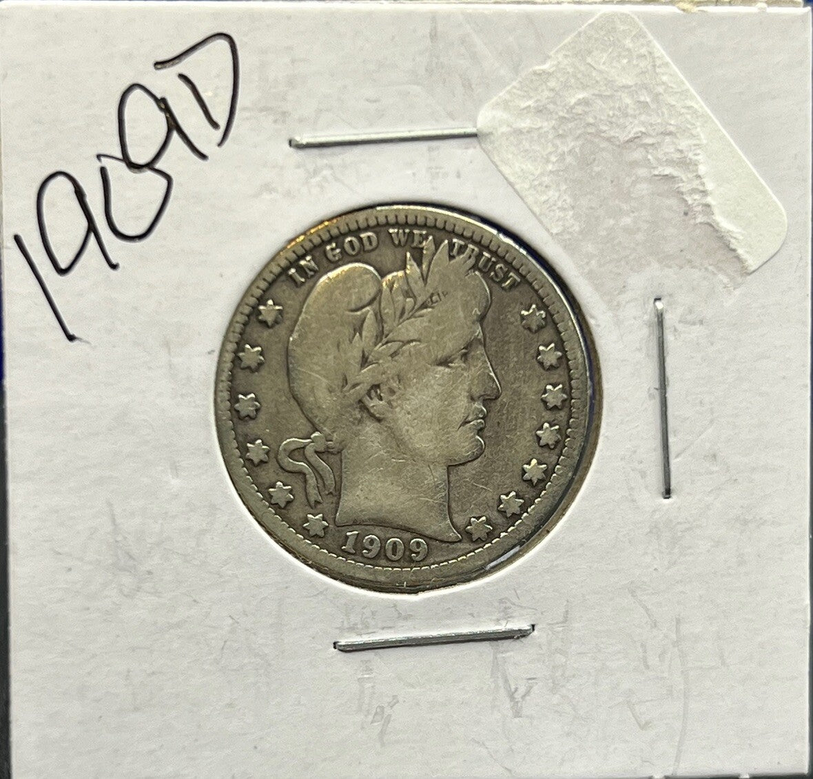 1909-D Barber 90% Silver Quarter 25c Lower Mintage Collectible Coin