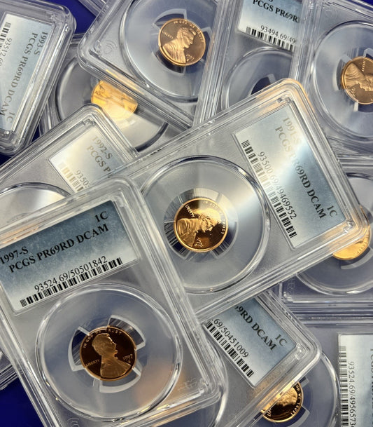🔥  Lincoln 1c Proof Coins - PCGS ONLY PR69RD DCAM Graded Honest Abe Cents