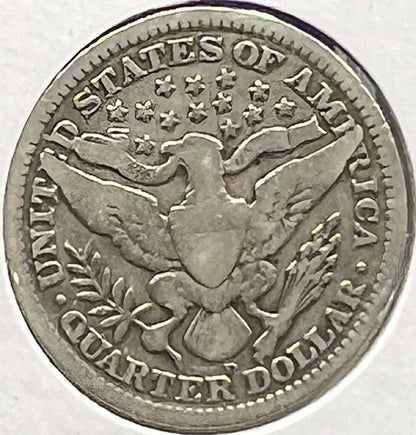 1909-D Barber 90% Silver Quarter 25c Lower Mintage Collectible Coin
