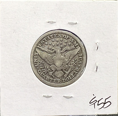 1909-D Barber 90% Silver Quarter 25c Lower Mintage Collectible Coin