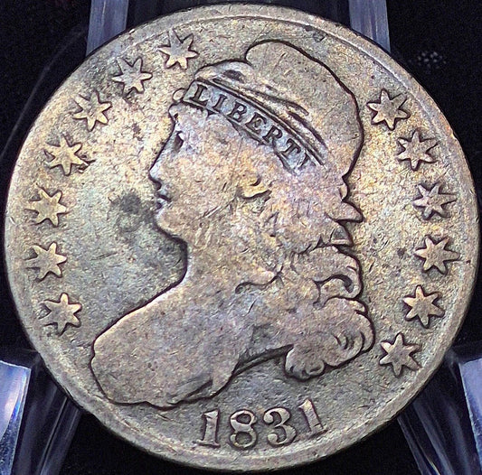 1831 Capped Bust Half Dollar Lettered Edge Fine Circulated Condition 90% Silver