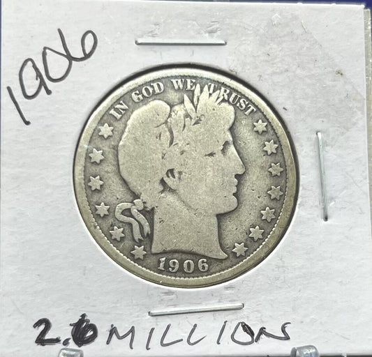 1906 P Barber Half Dollar 90% Silver 50c Coin Great Details