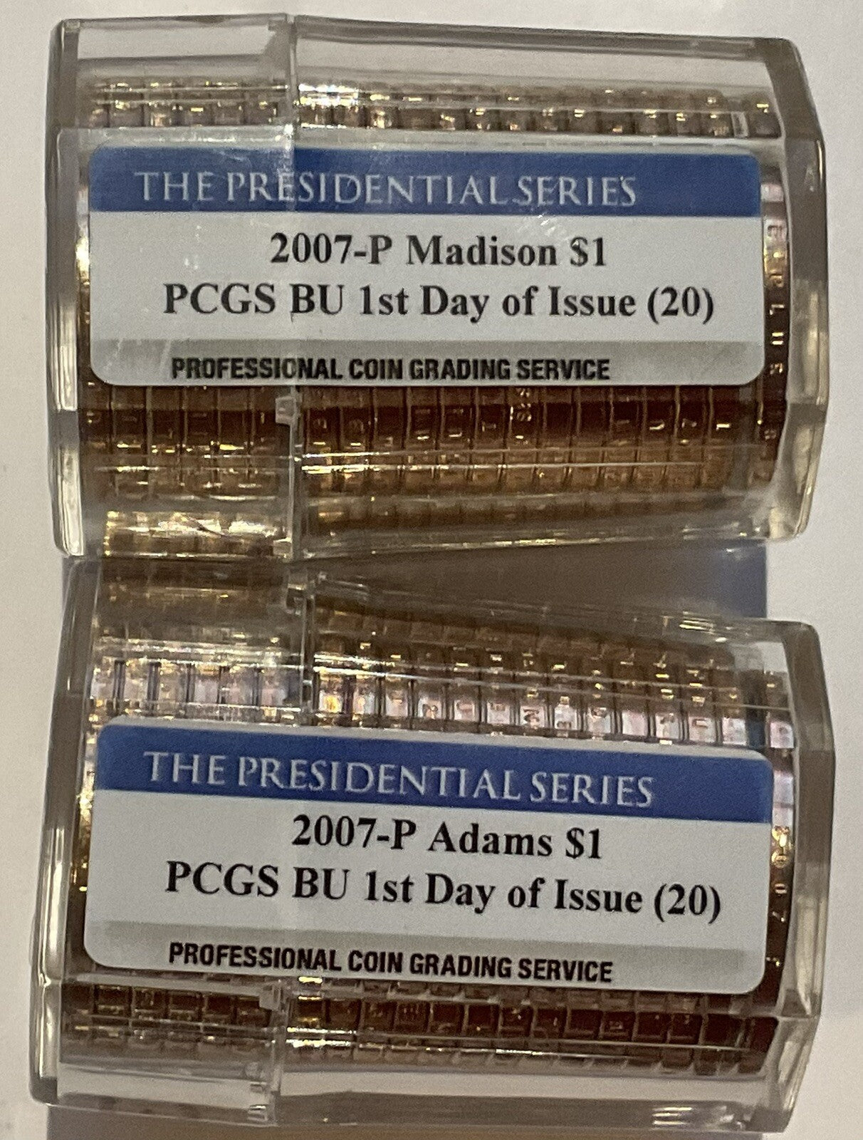 💰LOT OF 4 - 2007 FDOI PCGS Graded BU $1 ROLLS Washington Jefferson Adam Madison