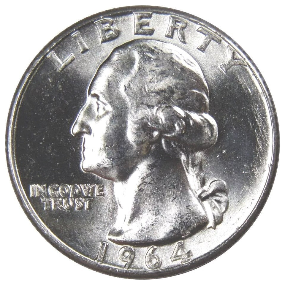1964 D Washington Quarter BU Uncirculated Mint State 90% Silver 25c US Coin