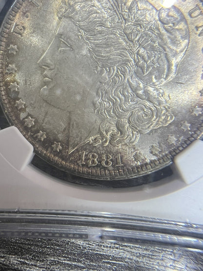 1881 MORGAN Silver Dollar NGC MS-63 VAM 9 Golden Tone Amazing Strike
