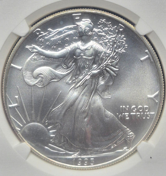 1993 American Silver Eagle One Ounce 99.9 % SILVER NGC 🔥MS69🔥 Brown Label