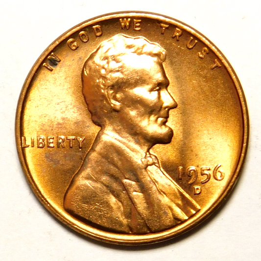 1956 D Lincoln Wheat Cent Choice BU 1c BRILLIANT UNCIRCULATED From OBW Roll