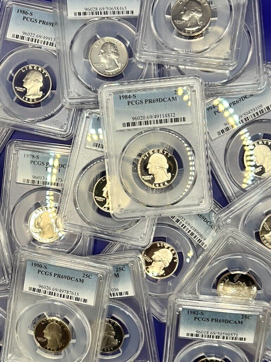 🔥LOT OF 3 - PCGS Graded Washington Quarter PR69DCAM PROOF Coins 🔥