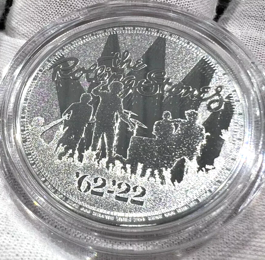 2022 Great Britain 1 oz .999 Silver 60 Years The Rolling Stones Coin BU Capsule