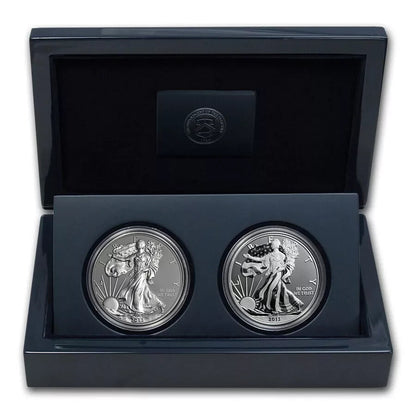 🔥 2013-W 2-Coin American Silver Eagle West Point Set (w/Wood Box & COA)