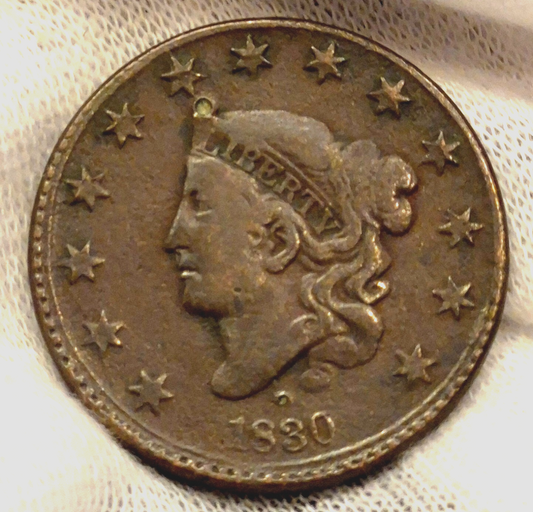 1830 Coronet Large Cent Large Letters Variety Fine Features Circ Condition