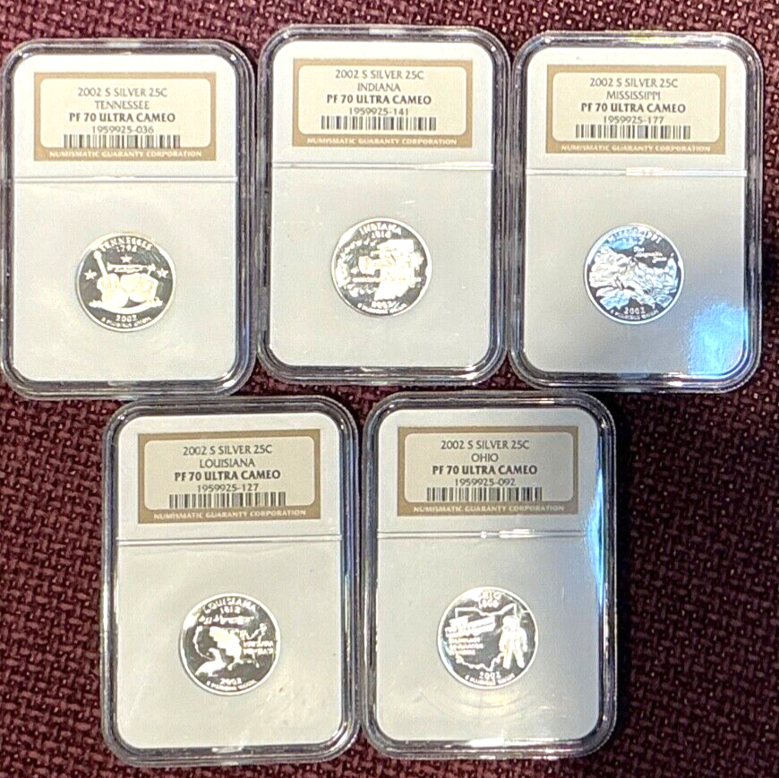 Complete Set SILVER State Quarters & Territories NGC PF70 UCAM  RARE Proof Coins