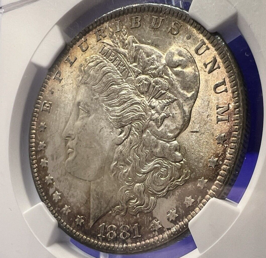 1881 MORGAN Silver Dollar NGC MS-63 VAM 9 Golden Tone Amazing Strike