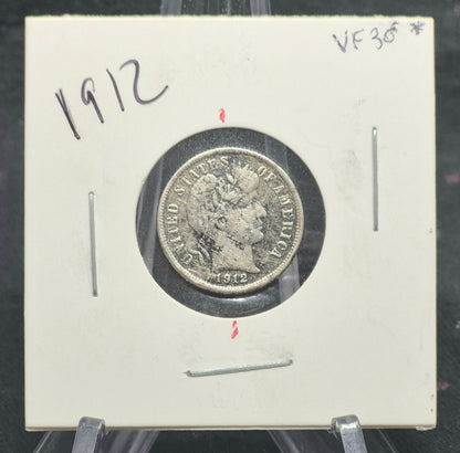 1912 P Barber Dime Die Rotation 🥈90% Silver🥈 Fine Details Circulated Condition