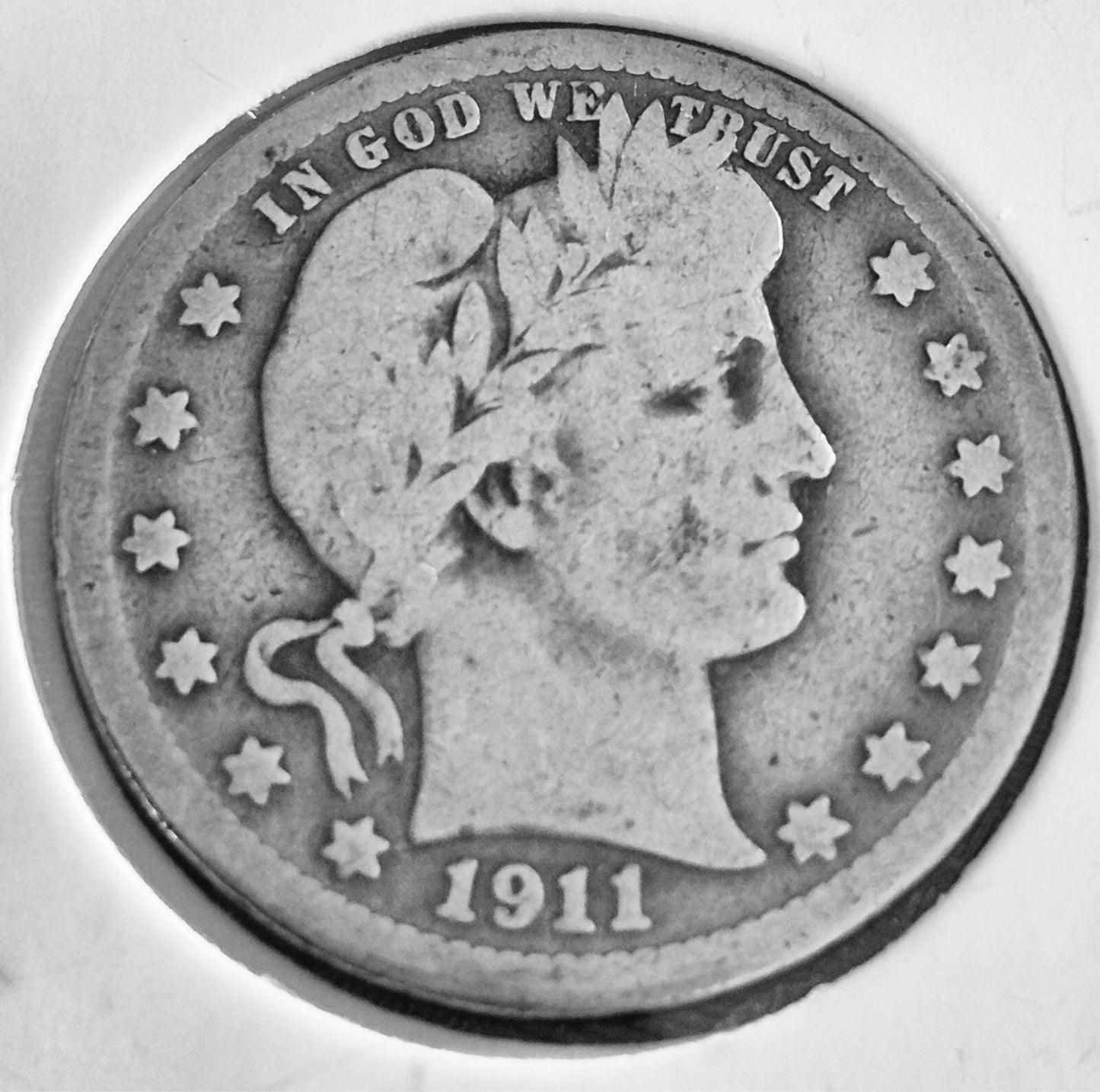 1911 Barber Silver Quarter 90 % SILVER Coin Raw Circulated Nice Condition