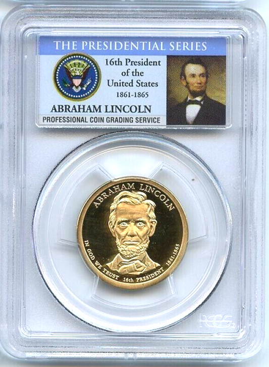 ✅ 2010 S $1 Abraham Lincoln PCGS PR69 DCAM Presidential Dollar Coin Photo