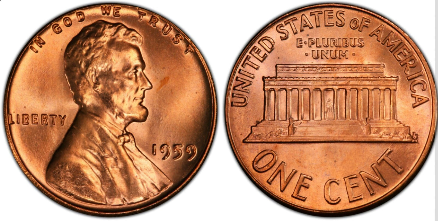 1959 P Lincoln Memorial BU Brilliant Uncirculated 1C From 🔥OBW Bank Roll🔥