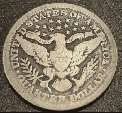 1913 Barber Silver Quarter 90 % SILVER Much Harder Date Coin Very Good Condition