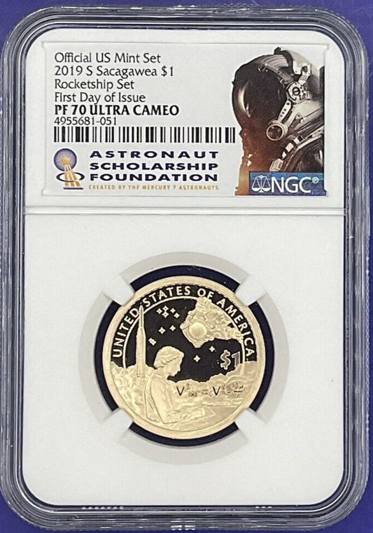 2019-S Sacagawea $1 NGC PF70 Ultra Cameo FDOI ER 🚀 Rocketship OFFICIAL MINT SET