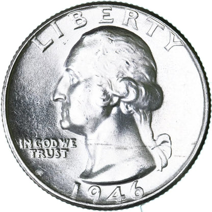 * 1946-D *Superb GEM BU MS Washington Quarter From OBW Bank Roll 90% Silver Coin