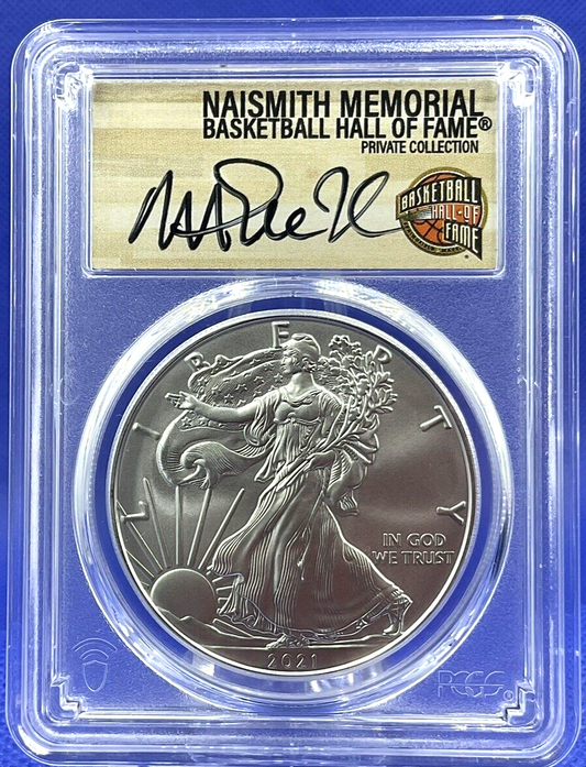 🏀 2021 (P) MAGIC JOHNSON AUTOGRAPH  .999 $1 Silver Eagle PCGS MS70 FDOI POP 21
