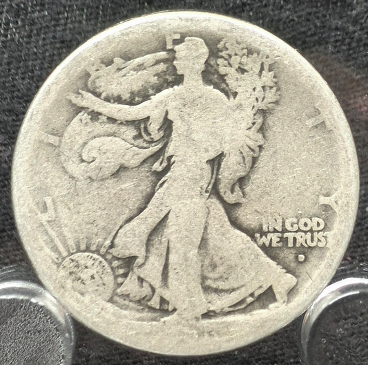 1916D Walking Liberty 90% Silver Half Dollar First Yr Obv Mint Mark Better Date