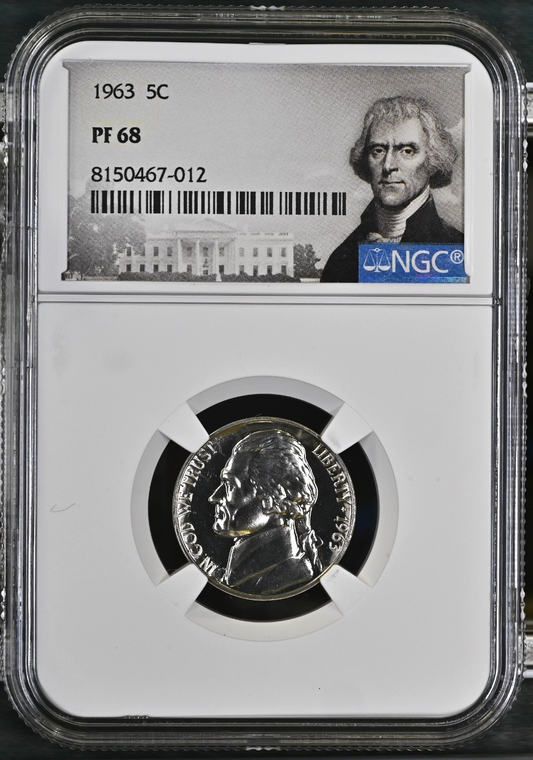 ✅  1963 Proof  Nickel NGC Certified PF 68 Thomas Jefferson Label White House