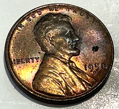 1958 D - Lincoln Wheat Cent - BU (Roll End Toning) Exact GEM Coin Shown