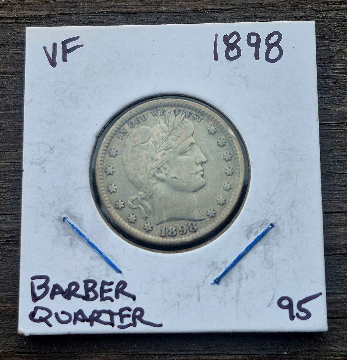 1898 Barber Silver Quarter 90% SILVER Vintage Coin Nicer Circulated Condition
