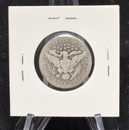 1908 D Barber Silver Quarter 🥈90% SILVER Coin Very Good Condition Partial Motto