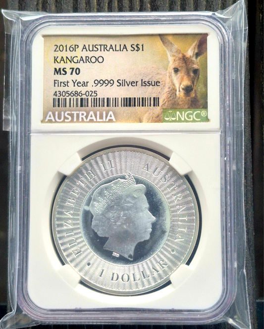 2016 First Year Australia $1 Kangaroo NGC MS70 1 Ounce Silver Coin .9999 Fine