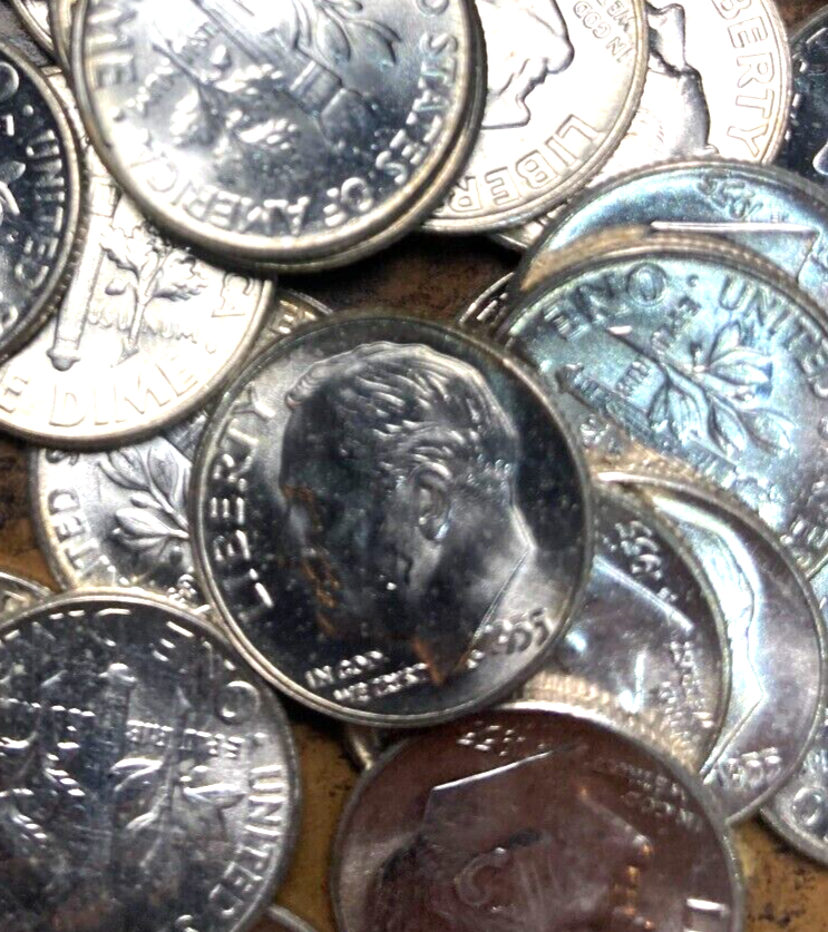 1955-P 90% Silver Roosevelt 10c Dime Gem BU UNCIRCULATED from OBW Roll Free SHIP